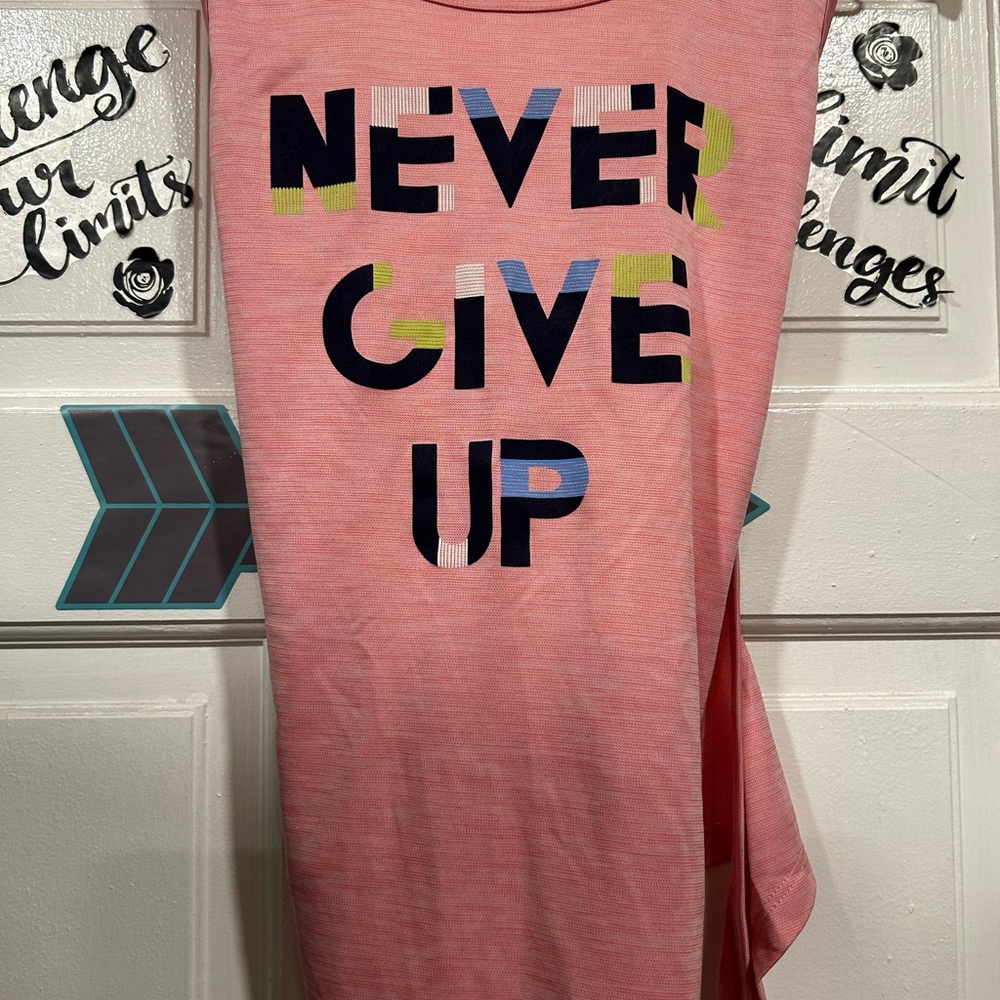 Active USA Pink Muscle Tee - Never Give Up